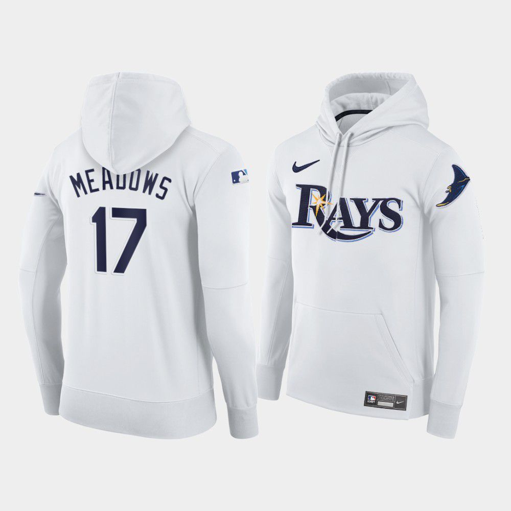 Men Tampa Bay Rays #17 Meadows white home hoodie 2021 MLB Nike Jerseys